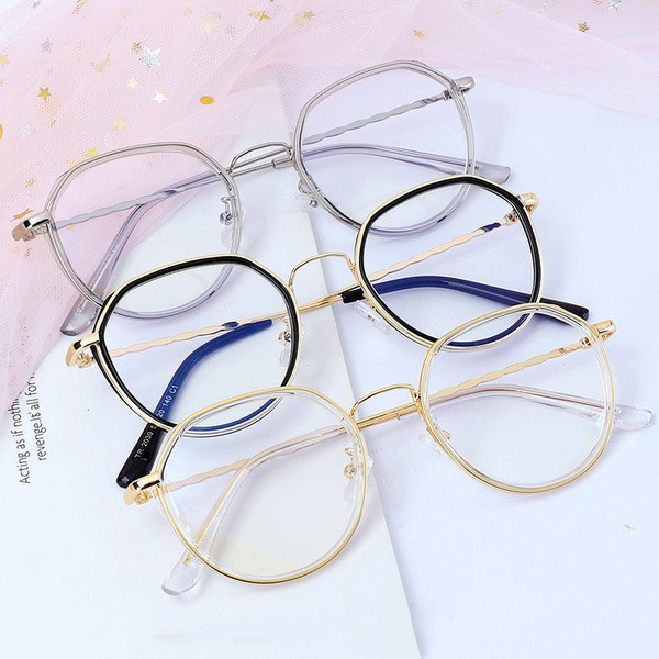 Women Men Fashion Round Myopia Glasses Anti-blue Light Oversized Eyeglasses Frames Students Metal Clear Glasses -1.0 -1.5 -2.0 -2.5 -3.0 To -6.0