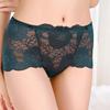 Sexy Lace Rose Briefs Women's Breathable Cotton High-waisted Underwear Hollowed Out Women's Plus Size Plus Size Briefs