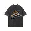 Мужская повседневная футболка с круглым вырезом, с коротким рукавом, с креативным принтом с изображением тигра, из слегка тянущейся трикотажной ткани