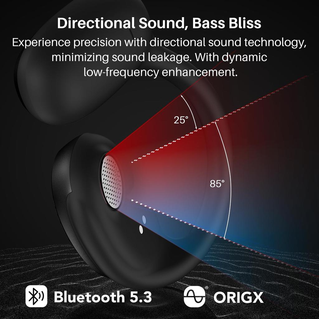 Беспроводные наушники TOZO OpenEgo с открытой конструкцией, спортивные Bluetooth-наушники 5.3" с цифровым дисплеем и ушными крючками для длительного времени работы, двойной микрофон для четкой