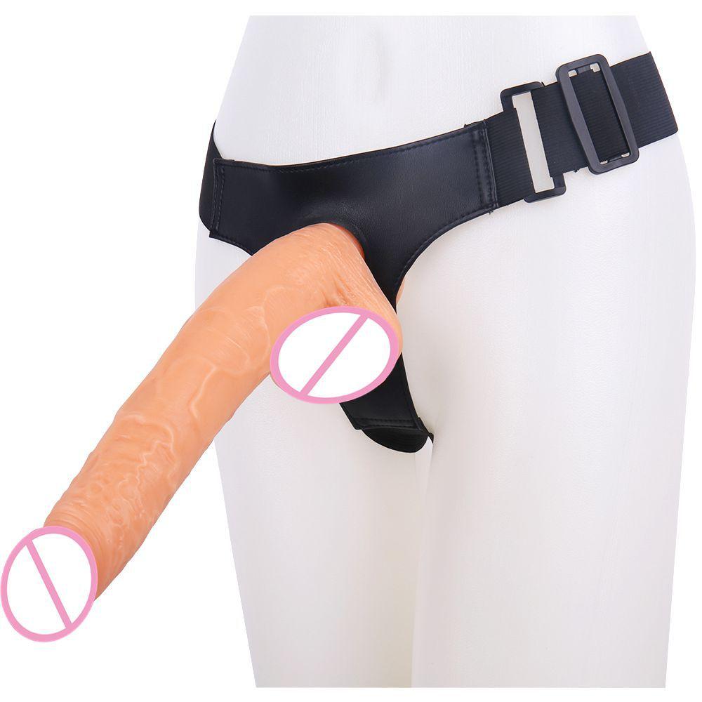 Носит Buffy Fake Penis JJ, носит кожаные штаны для женщин, тянущих однополые предметы