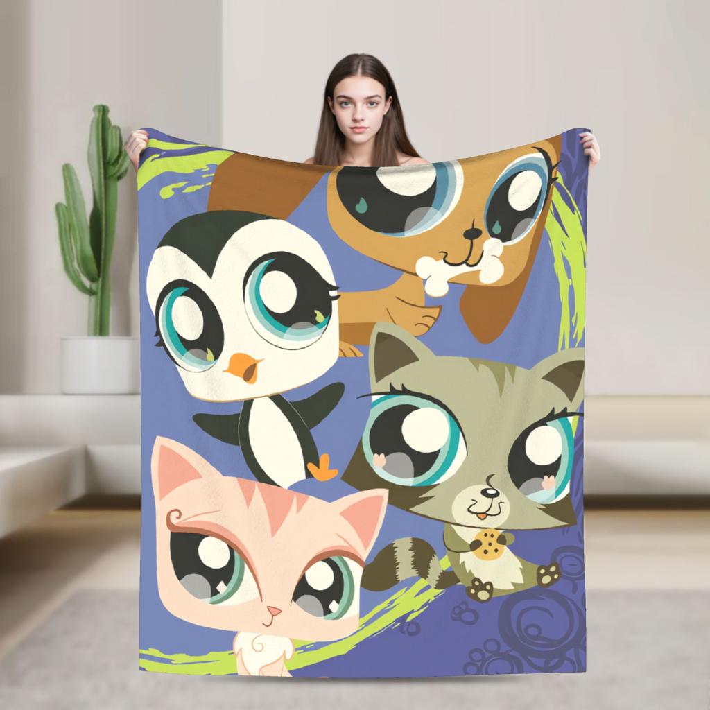Littlest Pet Shop Фланелевые одеяла Весна Мягкое теплое плед для детей Диван Кресло Пушистое покрывало Покрывало для дивана-кровати