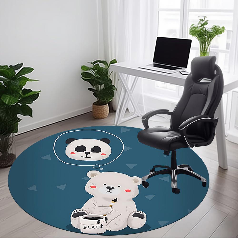 1pc Panda Bear Office Round Area Rug, Indoor Mat Suitable For Office, Under Office Chairs Bedroom Living Room Home Decor, Room Deco