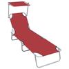 Chaise Longue - VIDAXL - 47771 - Foldable - Adjustable Canopy - Red Aluminum
