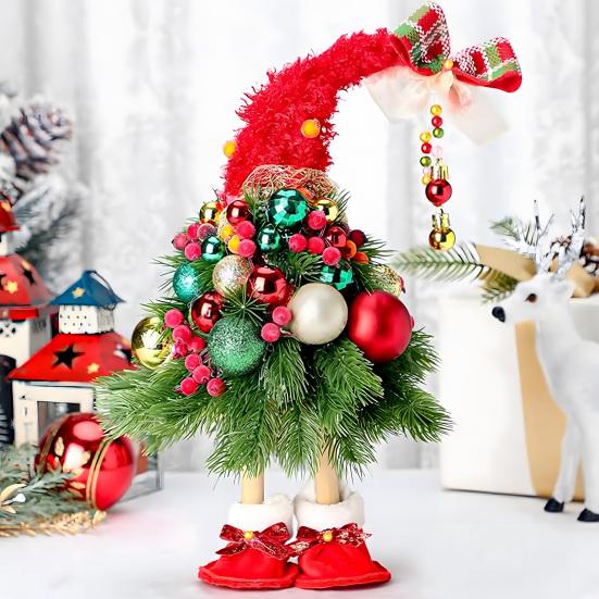 16 дюймов Рождественский гном фигурка Ручной работы Маленький гном Искусственная елка Настольный декор с шарами для настольного комнатного домашнего декора