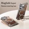 Luxury Frameless Bumper Metal Case for iPhone 16 15 14 Pro Max Kickstand 360° Rotatable Magsafe Magnetic Aluminum Tempered Cover