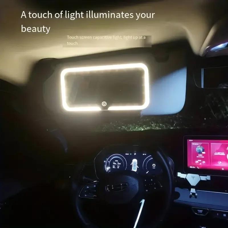 Car Sun Visor Vanity Mirror Big 3 Light Modes Rechargeable Car Makeup Mirror Touch Control Car Light Up Mirror Universal