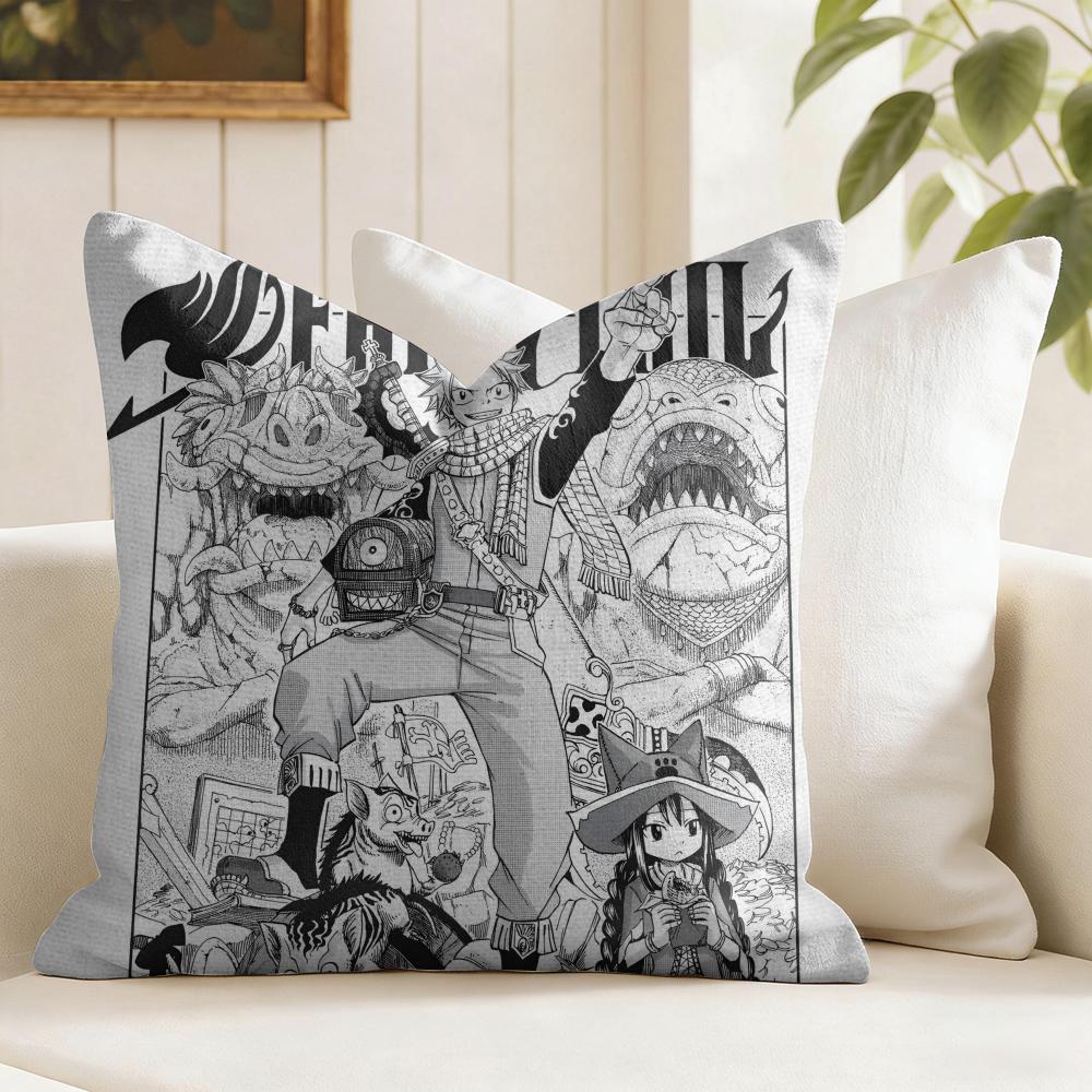 FFairy Tail Anime Cushion Cover Eco Linen Pillow Case DoubleSided Print Breathable Durable Zipper Home Decor Gift