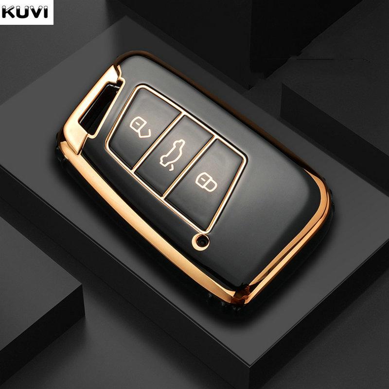 Гальванизированный чехол для автомобильного ключа TPU для VW Volkswagen Magotan Passat B8 Skoda Superb Kodiaq A7 Smart Remote Fob Protector Case