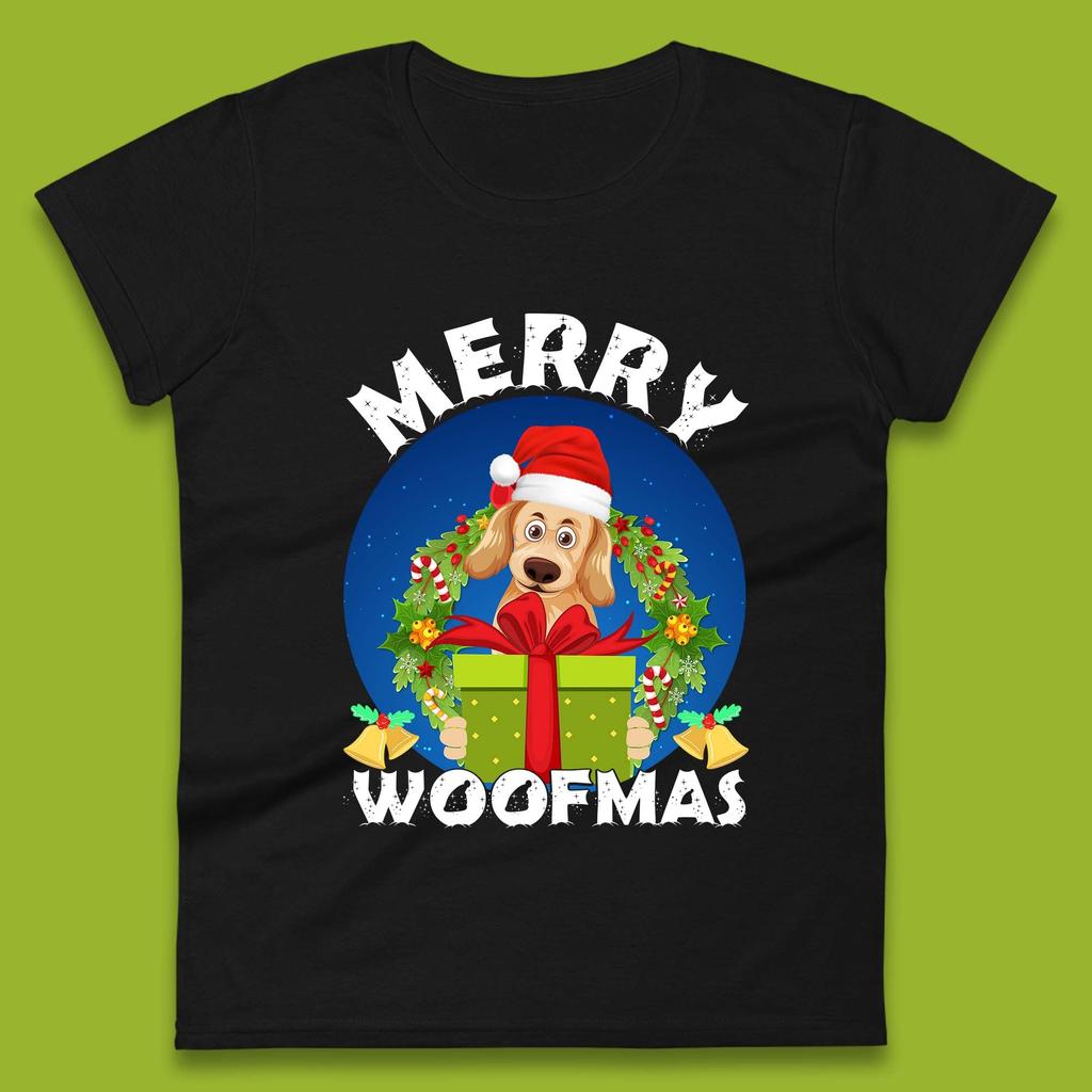 Merry Woofmas Christmas Womens T Shirt Mens Tops Tees Unisex Golden Retriever Dog Top