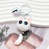 Cartoon Creative Big Eyes Cat Head Keychain Cute Anti-Loss Cat Head Pendant Durable Exquisite 3D Keyring Couple Hanging Accessor