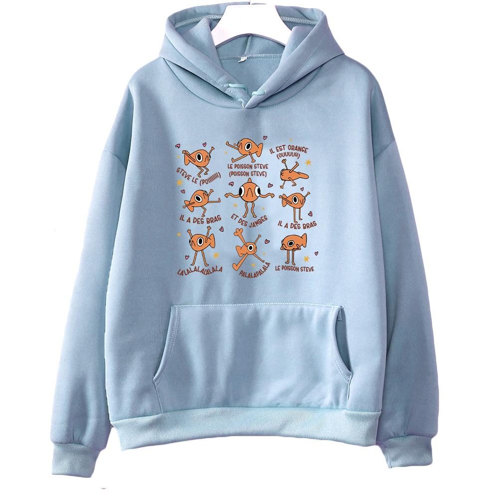 Стив Рыба Забавный Рыбный Мем Худи Мода Харадзюку Юмор Графические Свитшоты Мужские Женские Оверсайз Повседневный Креативный Пуловер