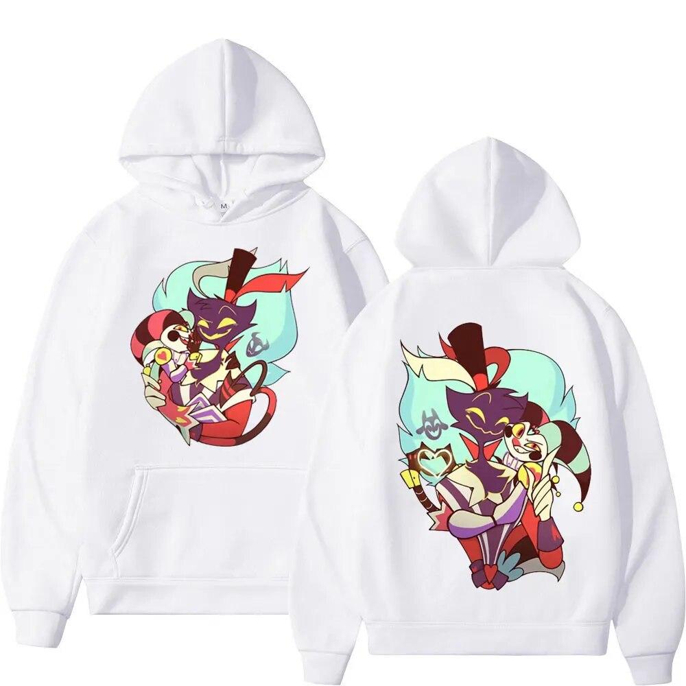Anime Helluva Boss Double Sided Print Hoodie Unisex Women High Street Fashion Oversized Pullovers Cartoon Trend Hooded Sweatshirts