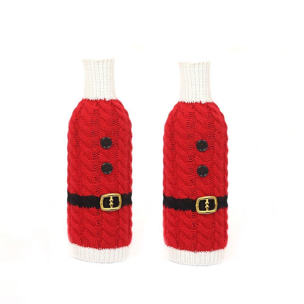 2pcs DIY Christmas Bottle Knitting Dress Creative Wine Bottle Knitted Sweaters Party Supplies