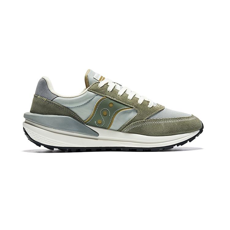 Saucony JAZZ RENEW Mesh, Nylon Slip Resistant Abrasion Resistant Low top Casual Running Shoes Unisex Gray Green S79040-6