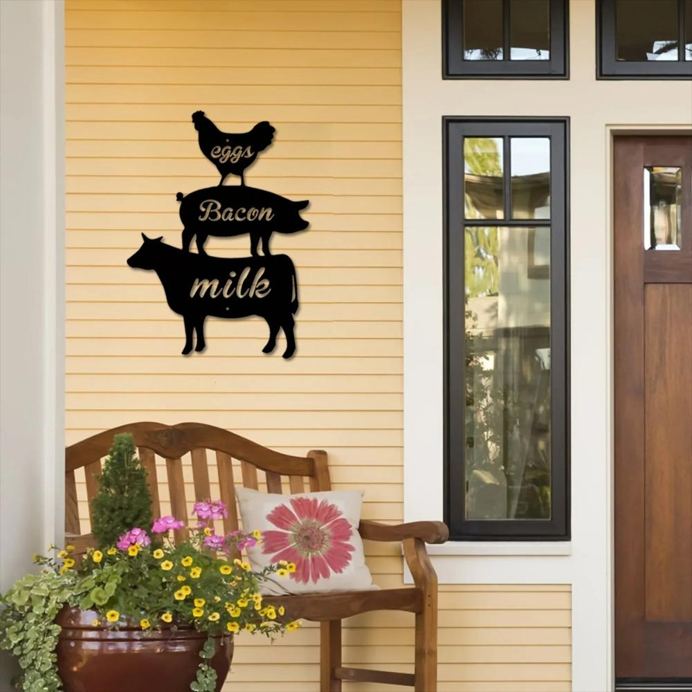 1PC Farmhouse Sign – Metal Wall Art with Farm Animals, Elegant Wall Hanging Plaques & Ornaments for Garden Party Decor