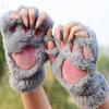 Lovely Brand New HOT Cat Warm Fluffy Multi-color Women Plush Winter Bear Paw Fingerless Gloves