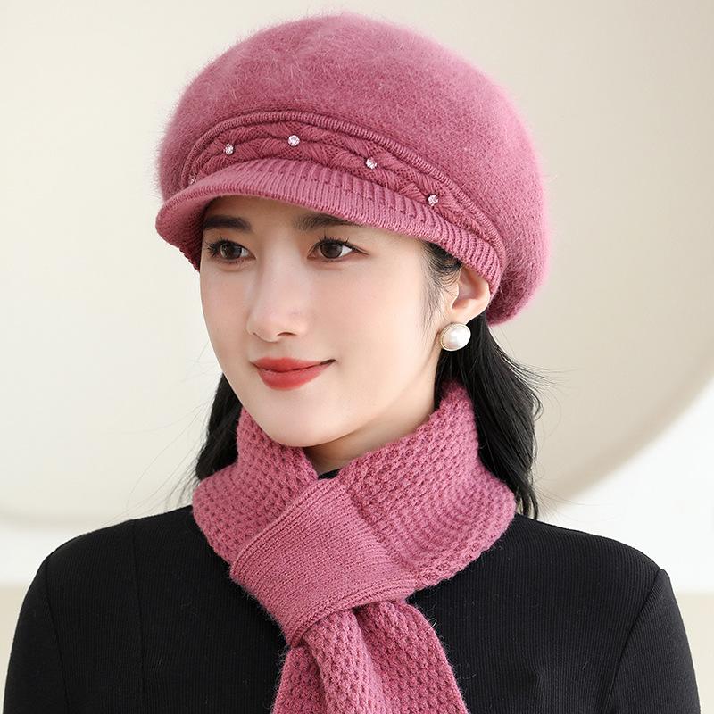 Зимние шапки для женщин, мам, пожилых людей среднего возраста, шерстяные шапки для езды на велосипеде, мягкие, толстые, теплые вязаные шапки