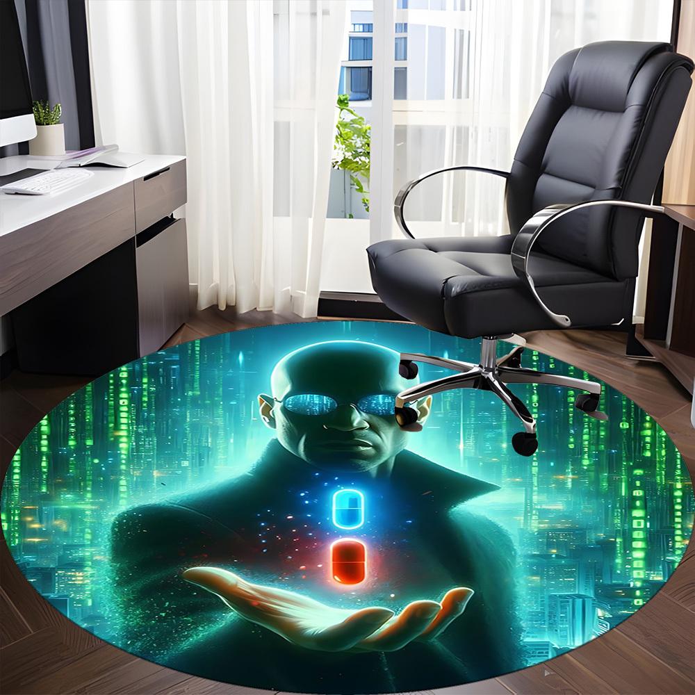 1pc Matrix Pill Chair Carpet for Office Non-Slip, Indoor Non-Slip Washable Carpet, Non-Shedding Mat For Office yy251030076