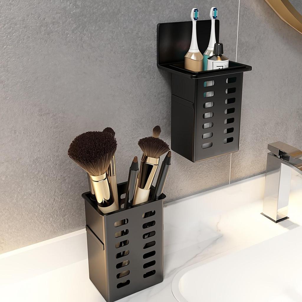 Plastic Wall Mounted Drainage Storage Rack, Cosmetic Storage Box, No Need To Install Chopsticks Tube