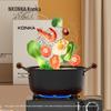 Чугунный суповой горшок и кастрюля Konka большой емкости без покрытия с плоским дном и антипригарной поверхностью.