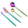 Набор столовых приборов Rainbow Matte из 4 предметов: вилка, нож, ложка, круглая ручка, набор столовых приборов из нержавеющей стали
