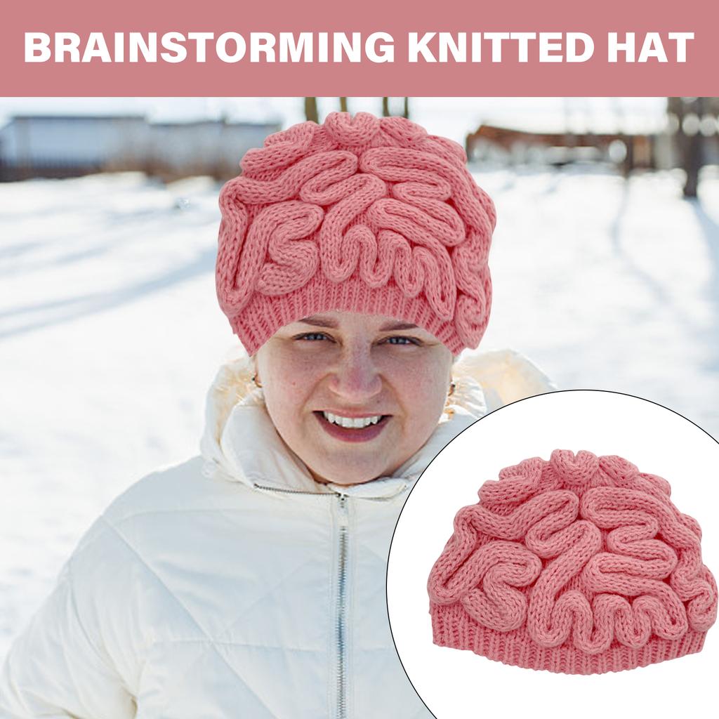 Lovely Cerebrum Beanie Cap Windproof Skull Hat Female Thick Warm Hat Outdoor Cap Cold Weather Beanies for Adult