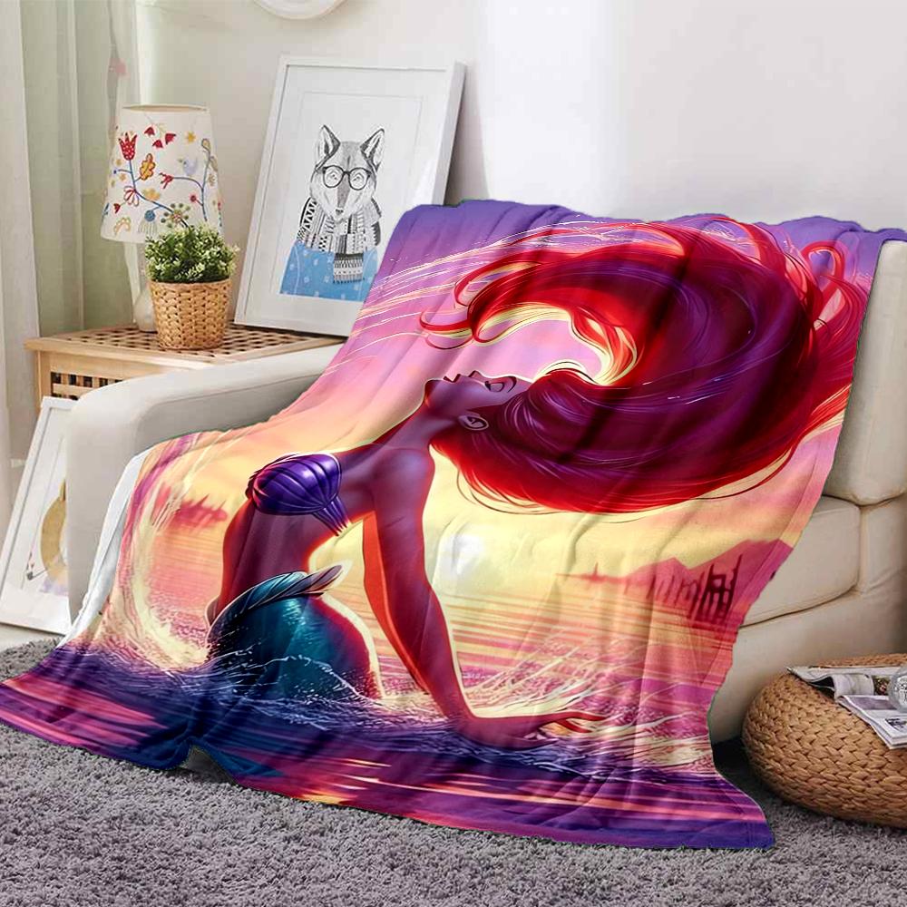 1Pc Mermaid Sunset Fantasy Blanket For Couch Bed Plush Cozy Fuzzy Blanket Super Soft Warm Blankets For Fall And Winter 091869
