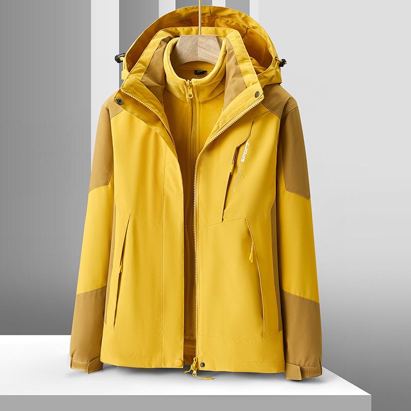 Куртка Три-в-одном Съемный Комплект из двух предметов Женская Одежда для альпинизма на открытом воздухе Ветрозащитная и водонепроницаемая Осень и зима Скрытая куртка