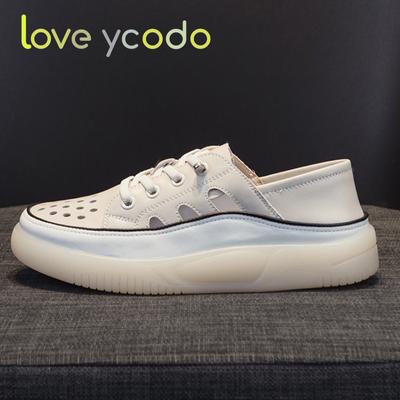 Летние полые туфли для девочек и женщин. Два способа ношения кожаных шлёпанцев и повседневной обуви.