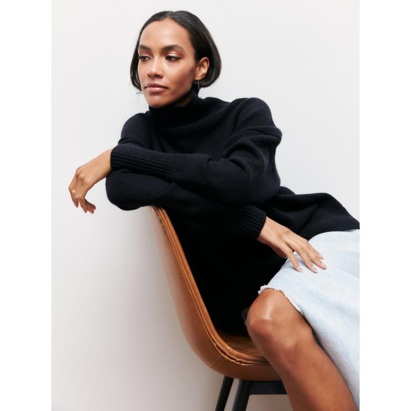 Осенне-зимний женский свободный полуводолазный повседневный свитер