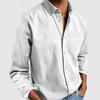 Spring Fall Men Shirt with Chest Pocket Turn-down Collar Button-down Top Long Sleeve Solid Color Loose Cardigan Casual Daily Shirt