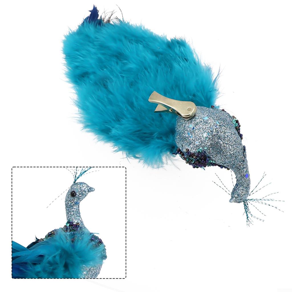 Artificial Blue Peacock Feathered Christmas Tree Decorations Color