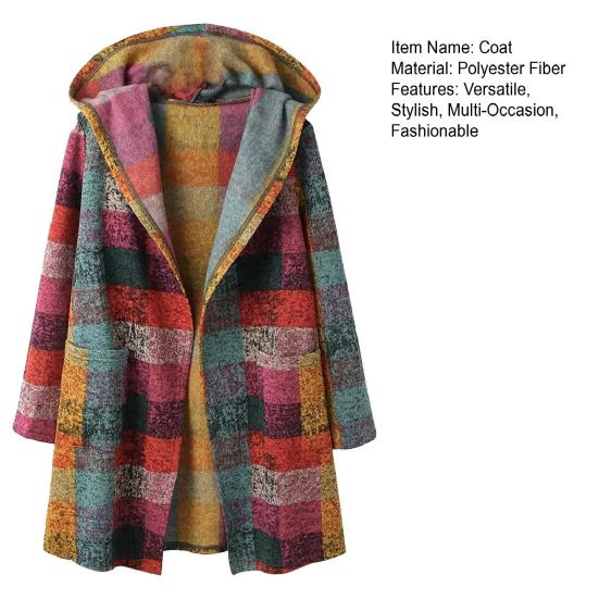 Женский клетчатый кардиган с капюшоном, с длинным рукавом, на молнии, с карманами, повседневная клетчатая куртка, рождественский, хэллоуинский, повседневный наряд для вечеринки