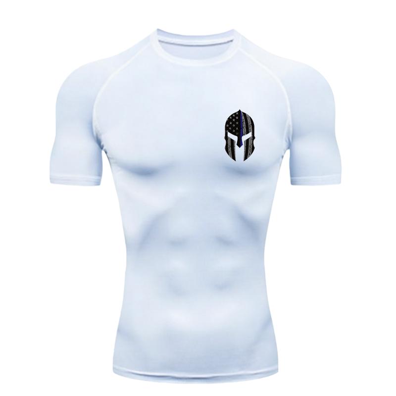 Spartan Helmet Pattern 2026 Men's Sports T-shirt Training Fitness Compression Short Sleeve Rashguard for Men