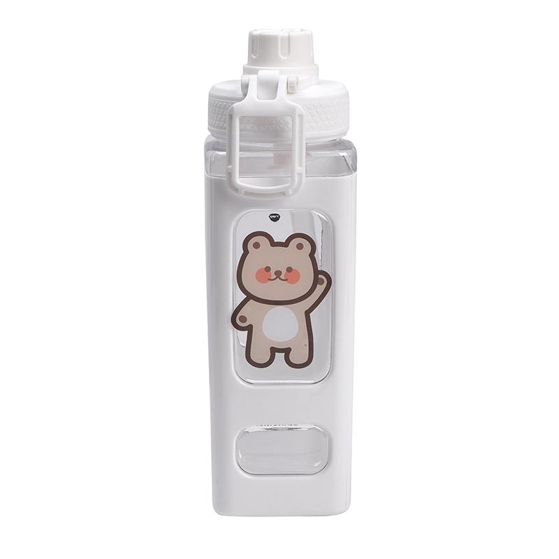 Kawaii Bear Water Bottle For Girls Cute Plastic School Gym Drinking Bottle With Straw Juice Bubble Tea Cups BPA Free 700