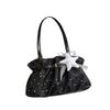 Solid Color Star Print Handbag Nylon Underarm Shoulder Bag Simple Women Tote Bag  Ladies