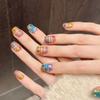 10 Pcs Rainbow Gradient Star Glitter Handmade Short Square Press On Nails Removable False Nails For Women And Girls