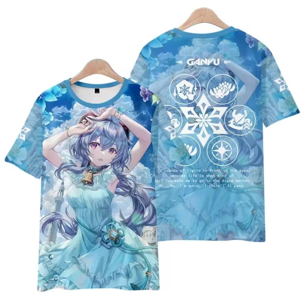 Fashion Anime Game Genshin Impact 3D Printed Men's T-shirt Summer Casual Short Sleeved Top Personalized Harajuku Round Neck Clothing