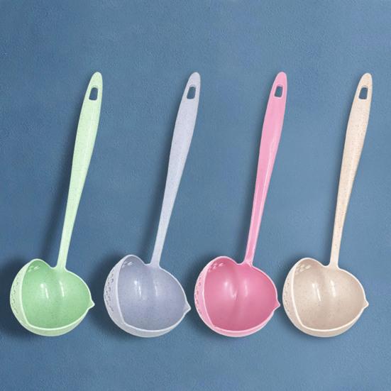 2-In-1 Long Handle Soup Ladle with Strainer Soup Spoon Essential Kitchen Tool for Cooking And Serving Hot Soups