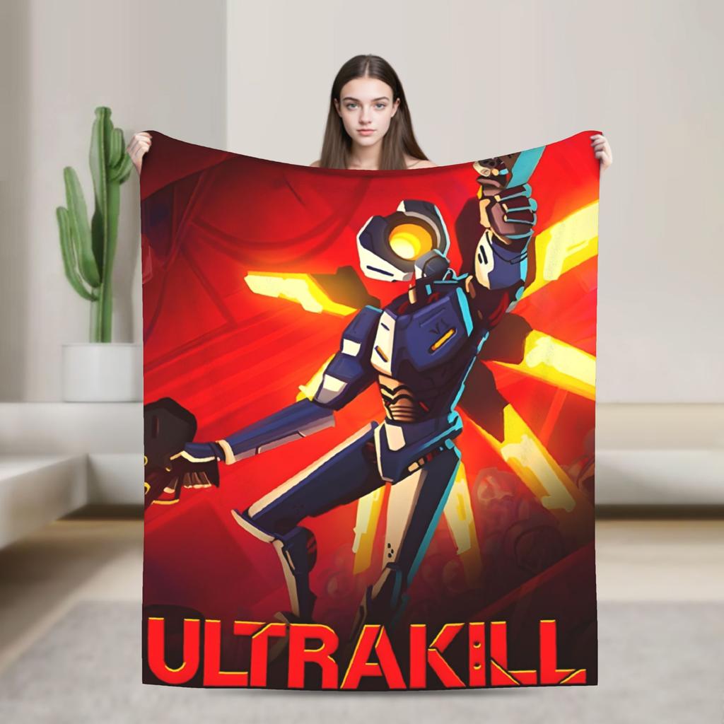 Ultrakill V1 V2 Стрелялка Флисовое одеяло Модные пледы Ад полон для покрывала Вязаное модное одеяло Путешествия Легкое Многофункциональное