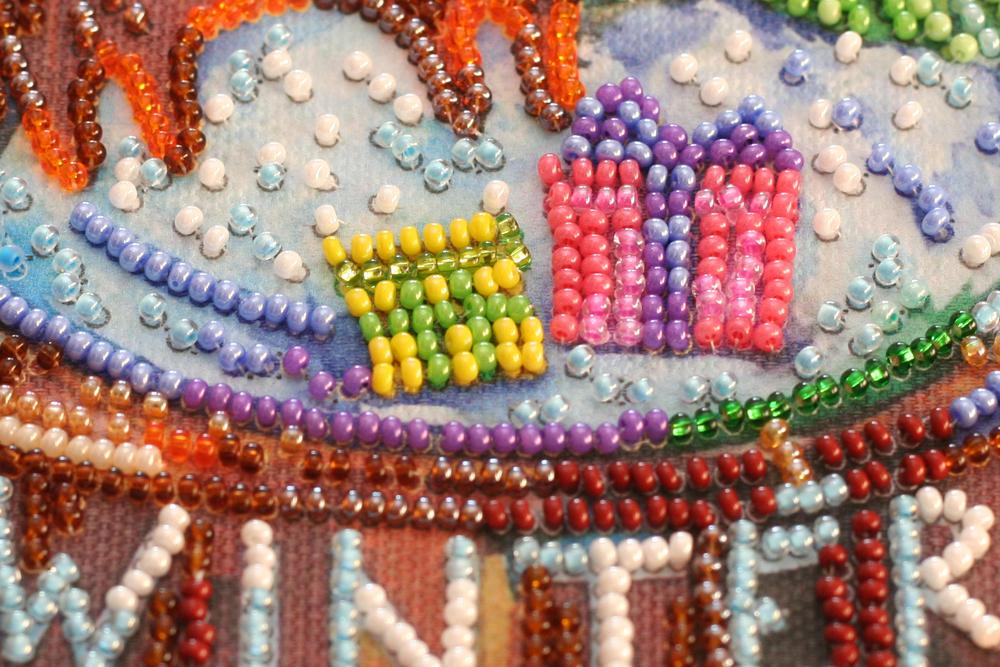 Набор-миди для вышивки бисером на натуральном художественном холсте Абрис Арт Зимний сюжет