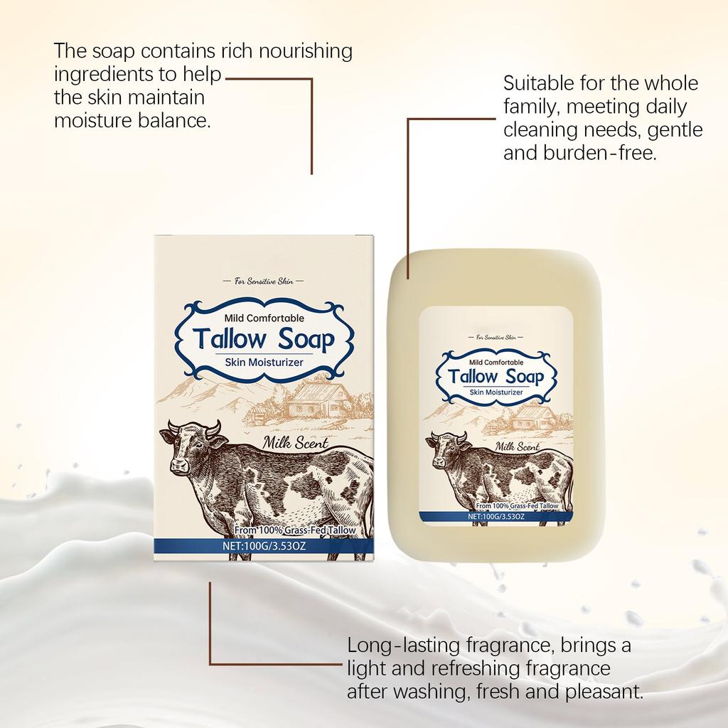 Tallow Soap Mild Deep Cleansing Soap Plant Serum Oil Moisturiz Mild Ingredients, Suitable For Different Skin Types, Cleansing 100G