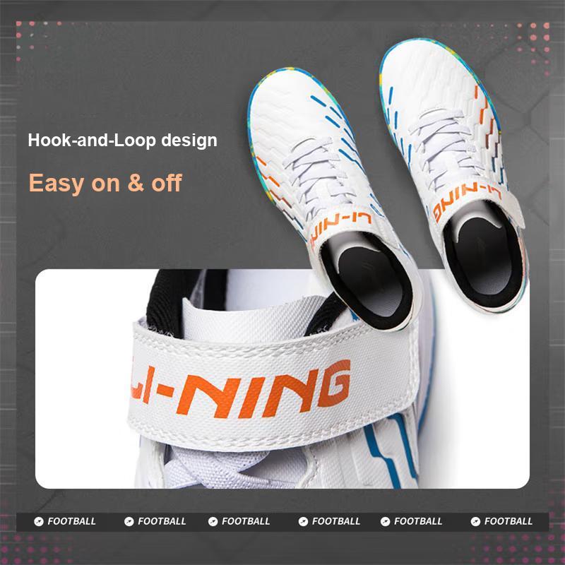 Детские футбольные бутсы Li Ning с цветным принтом и блоками, детские футбольные бутсы стандартные, белые YKGU018-1