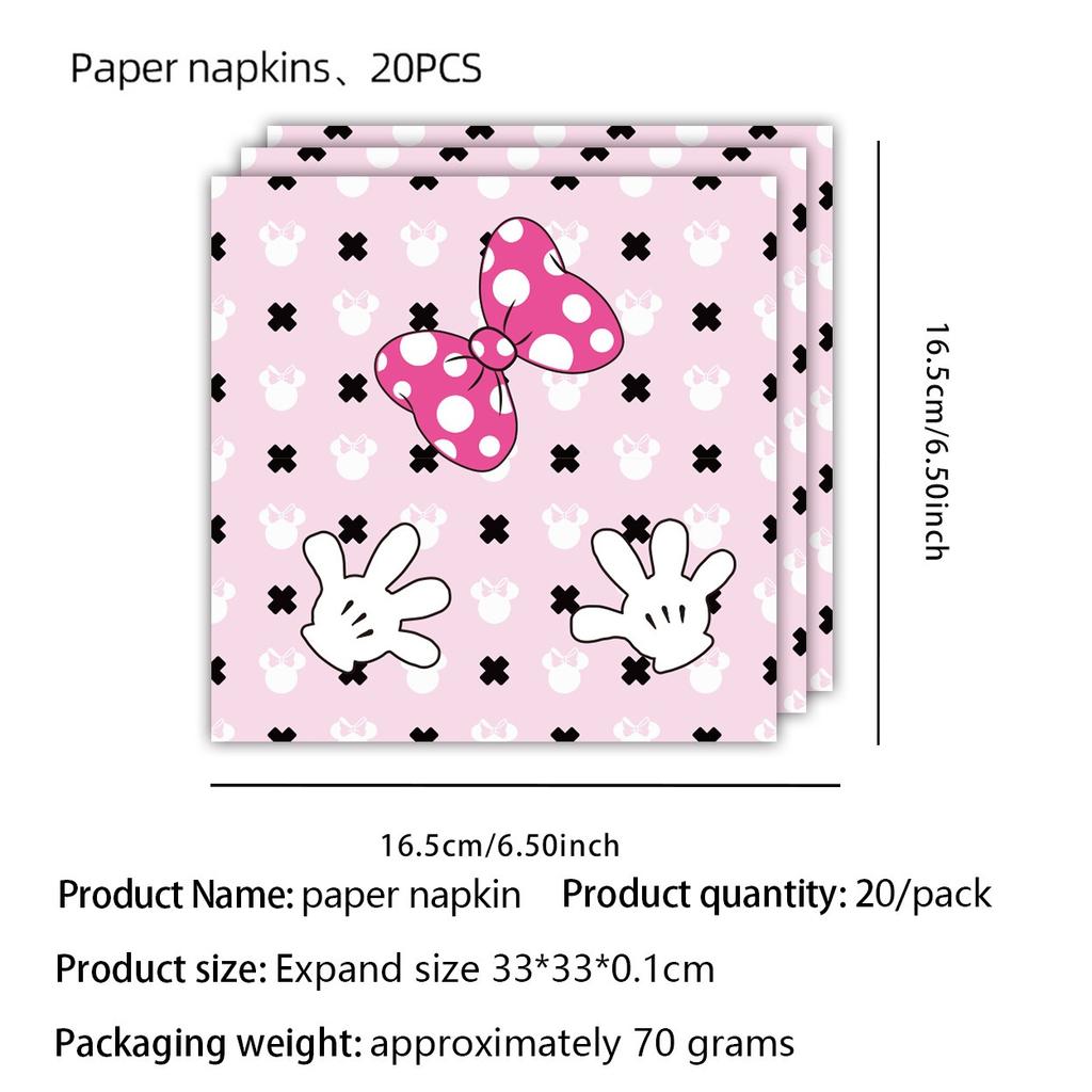 New Pink Bow Theme Birthday PartyTableware Set Cups and Plates Paper Tableclothfor Girls Birthday Party Supplies Baby Shower