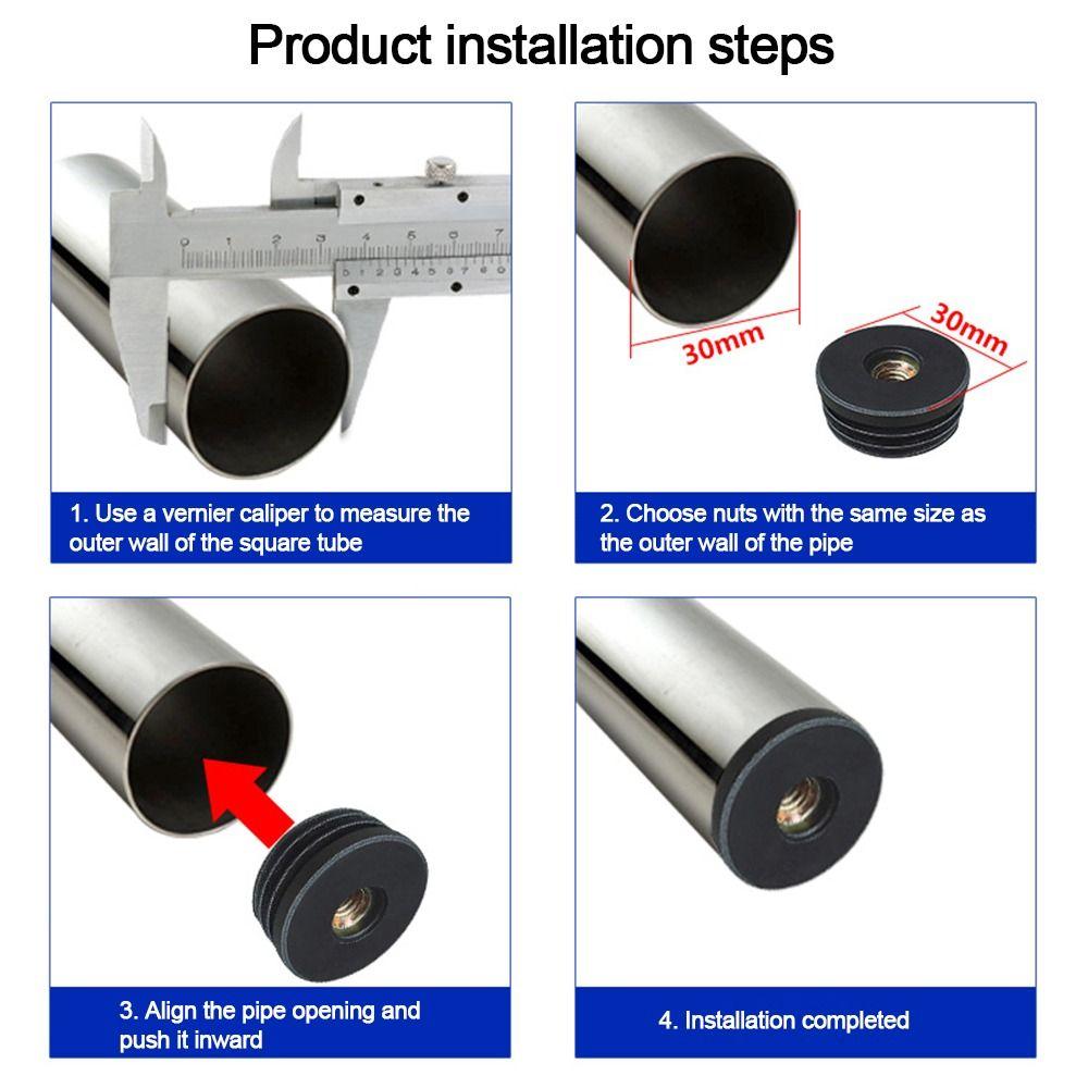 Plastic Pipe Inner Plug Black Furniture Adjustable Feet Dust Cover Nut Hole Plug Table Chair