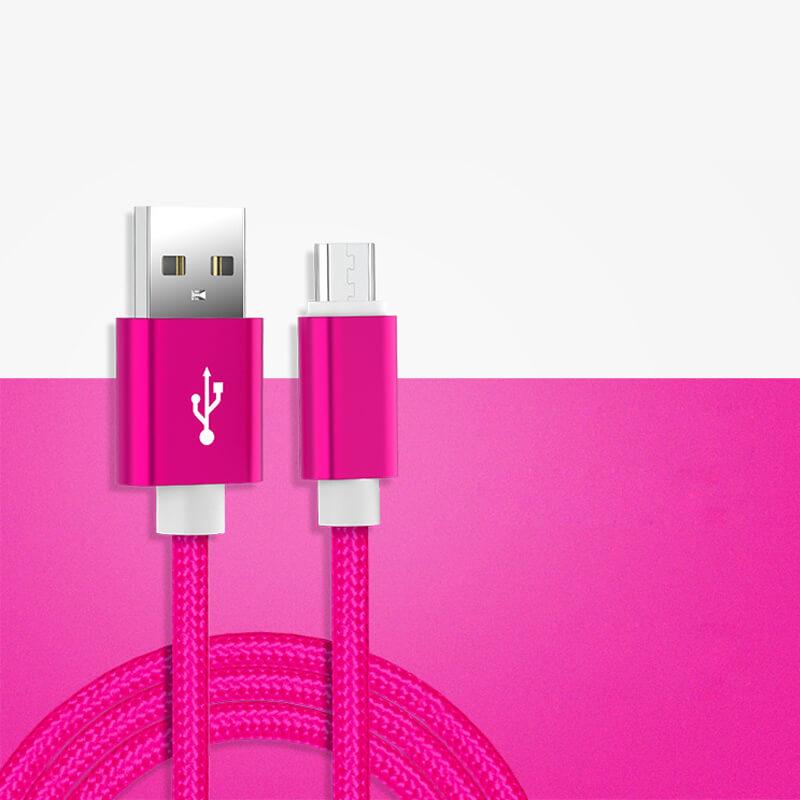 USB-зарядка Нейлоновый плетеный кабель для передачи данных Android-телефона Быстрая зарядка 2А Черный Синий Розовый Красный Серебристый Золотой 1м 2м