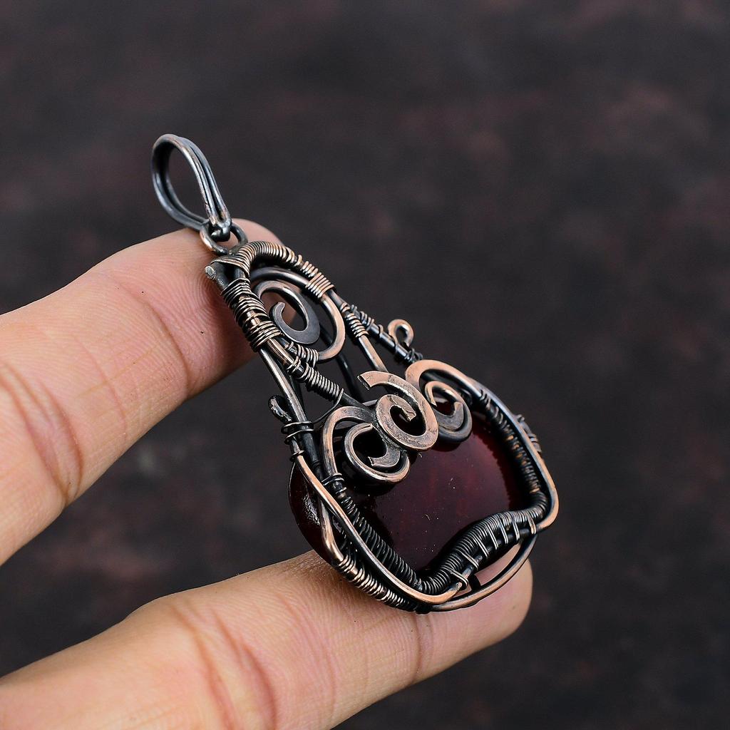 Красный огненный лабрадорит кулон медная проволока обернутый кулон ручной работы уникальный кулон медная проволока ювелирные изделия настоящий драгоценный камень кулон ювелирные изделия для подарка