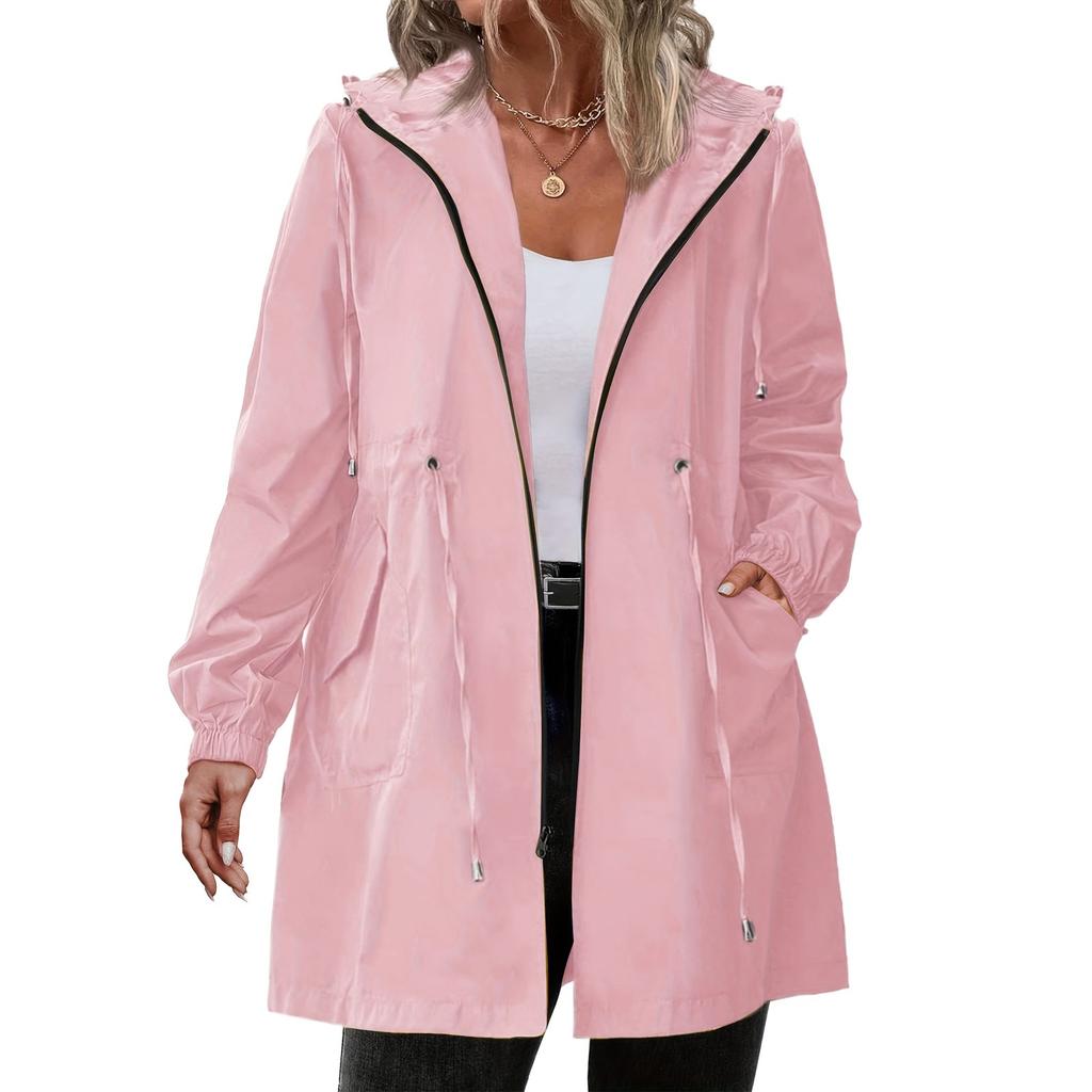 Женские плащи с капюшоном, легкая уличная водонепроницаемая ветровка с капюшоном, однотонный плащ, куртка больших размеров