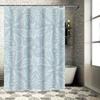 Modern Style Waterproof Shower Curtain Blue Floral Print Bathroom Decor Privacy Room Divider for Home Bathrooms